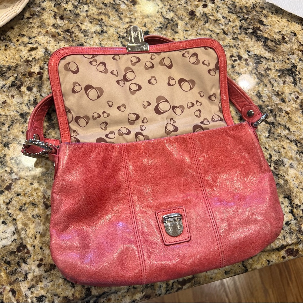 Vintage Y2K Coach Pink Shoulder Bag Layla 18160 Camelia Poppy Leather Purse - Picture 3 of 14